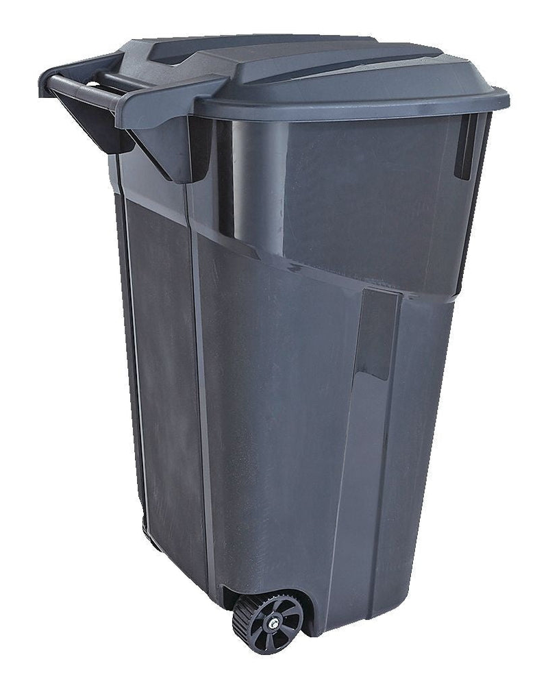 United Solutions Plastic Rectangular Wheeled Outdoor Garbage Can, Black, 121-L (32 US gal) D5