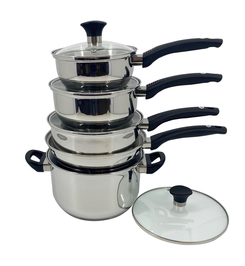 Vida by PADERNO Everyday Series Premium Stainless Steel Cookware Set, Dishwasher & Oven-Safe, 10-pc T8