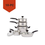 Vida by PADERNO Everyday Series Premium Stainless Steel Cookware Set, Dishwasher & Oven-Safe, 10-pc