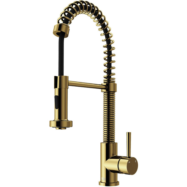 VIGO Edison Single Handle Pull Down Sprayer Kitchen Faucet, Matte Gold L5