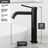 VIGO Lexington Single Handle Vessel Sink Bathroom Faucet with cFiber© Body, Matte Black