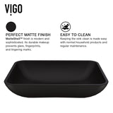 VIGO Sottile MatteShell Matte Black Bathroom Sink/Basin Set with Lexington Faucet and Glass Rectangular Vessel