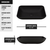 VIGO Sottile MatteShell Matte Black Bathroom Sink/Basin Set with Lexington Faucet and Glass Rectangular Vessel