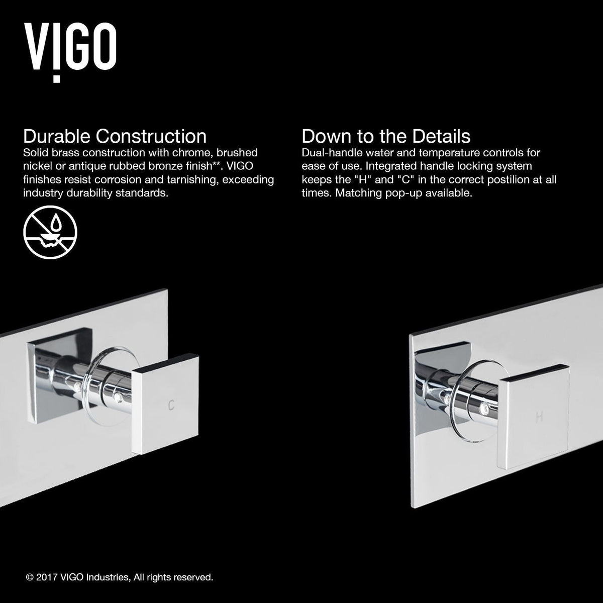 VIGO Titus Wall Mount Dual Handle Bathroom Sink Faucet, Eco-Friendly 1.2 GPM Flow Rate, Chrome