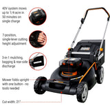 Worx NITRO 3-in-1 40V Push Poly Mower with IntelliCut, 21-in
