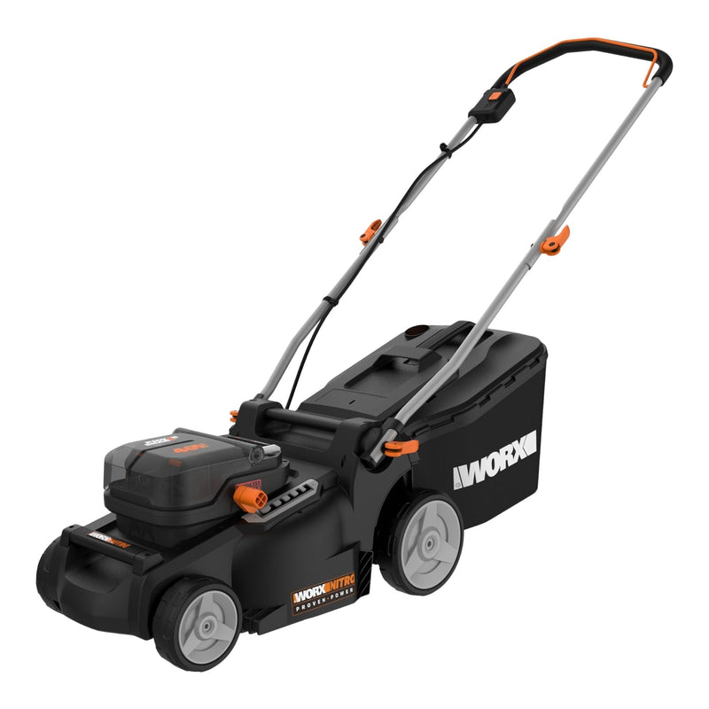 Worx WG737 Nitro 40V PowerShare 2-in-1 Brushless Cordless Push Poly Mower, 16-in with (2) PowerShare Pro 4.0Ah Batteries N7