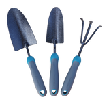 Yardworks Carbon-Steel Garden Tool Set with Rubber Handles, Hammertone Finish, 3-pc